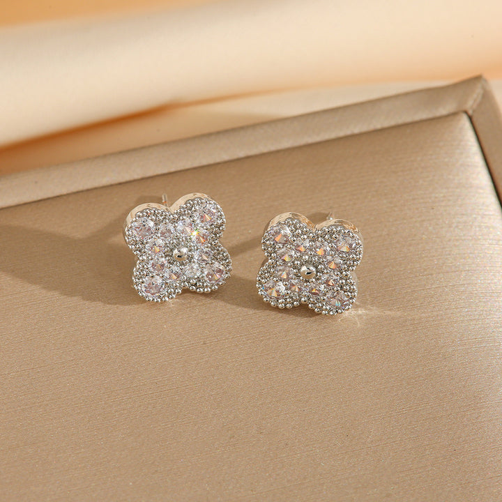 Clover Diamond Jewelry Set with 925 Sterling Silver