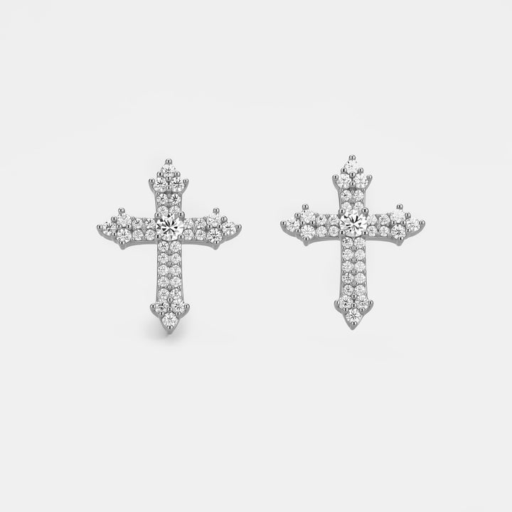Diamond Cross Stud Earrings