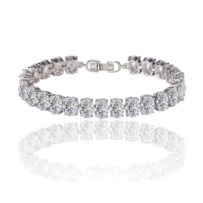 Oval Cut Diamond Tennis Bracelet Sterling Silver Classic Luxury Bracelet for Women