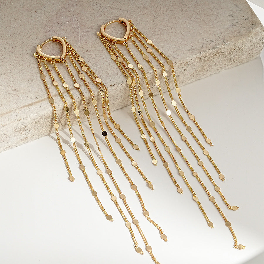 Minimalist Long Tassel Earrings for Women, Elegant Multi-Layer Chain Drop Earrings