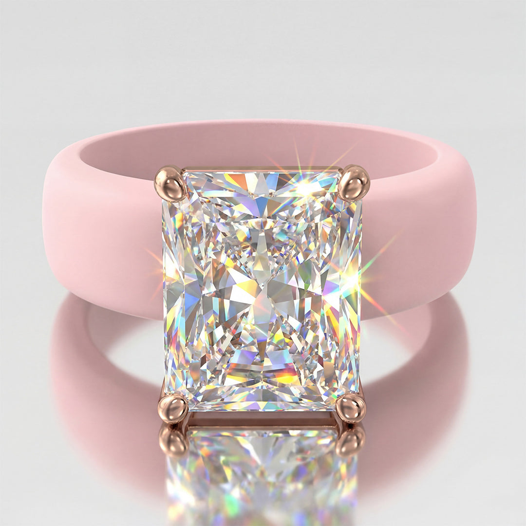 Bold Silicone Band & Diamond Statement Ring | Multiple Cut Options