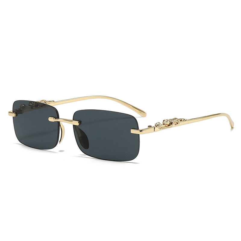 Rimless Leopard Decorative Sunglasses Retro Cut-Edge Sun Glasses