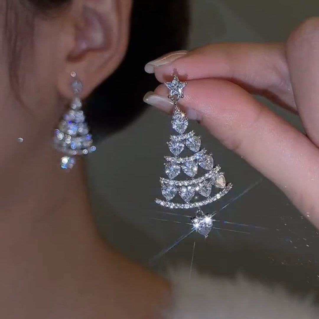 Starlight Christmas Tree Diamond Earrings