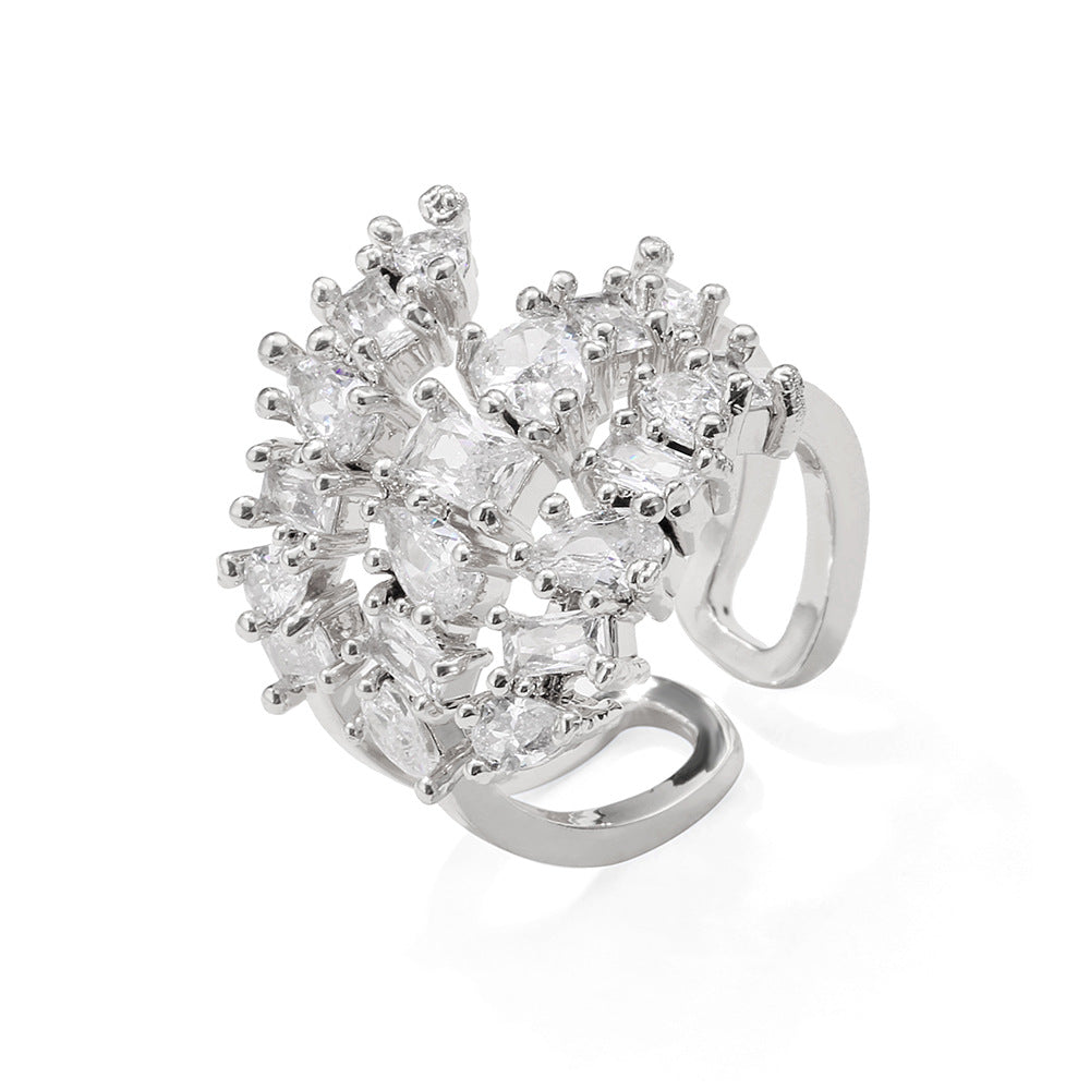 Minimalist Multi-Cut Diamond Open Ring 14K Gold