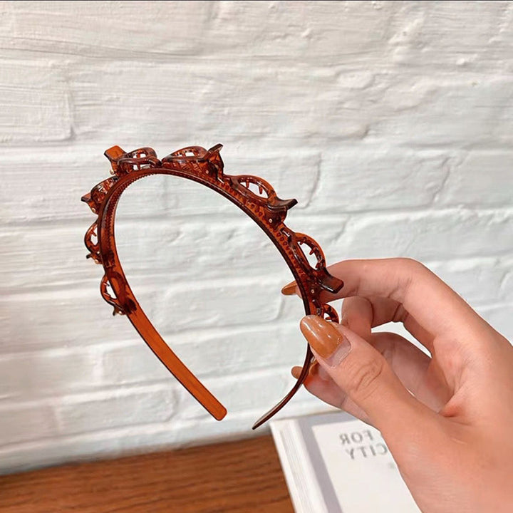 Minimalist Braided Hair Hoop with Clips Anti-Slip Headband for Women