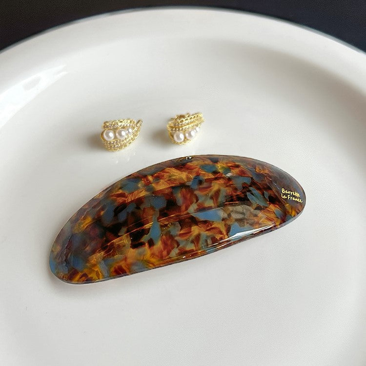 Oval Acetate Hair Clip French Style Glossy Hair Barrette