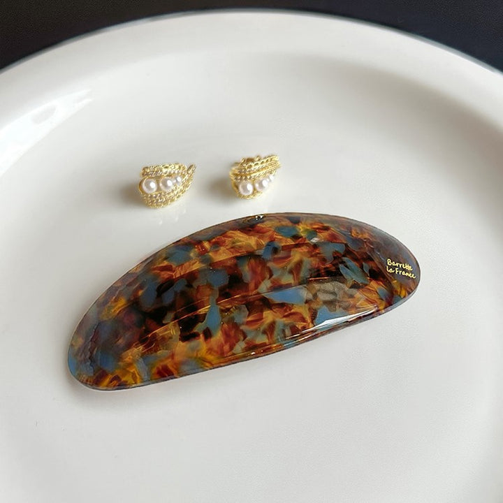Oval Acetate Hair Clip French Style Glossy Hair Barrette
