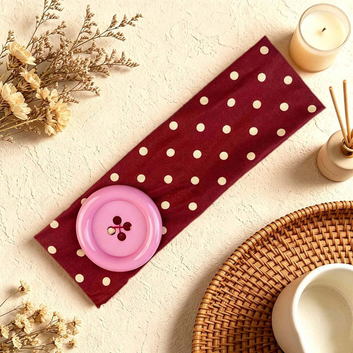 Vintage Polka Dot Button Headband Retro Cute Elastic Hair Accessory for Women & Girls