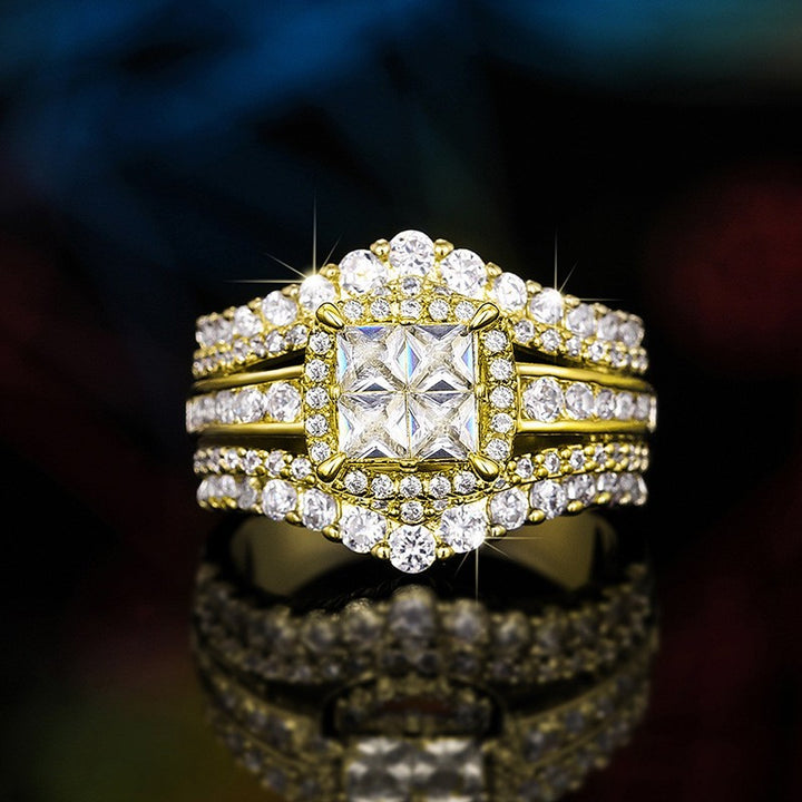 Multi-Row Halo Princess Cut Diamond Ring