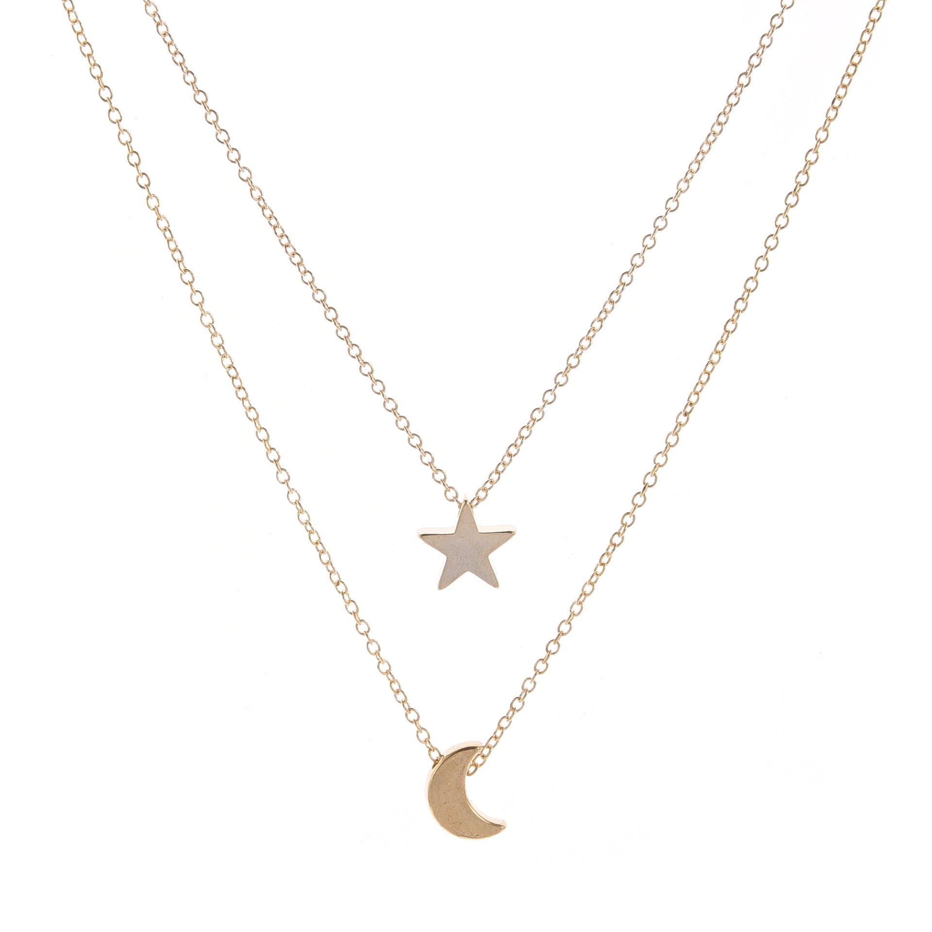 Minimalist Star & Moon Layered Necklace