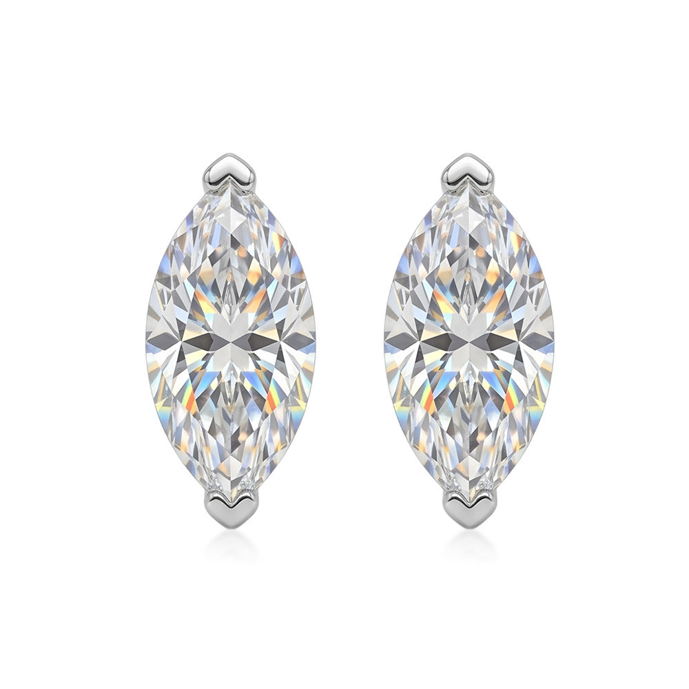 Marquise Cut Diamond Stud Earrings Minimalist Solitaire Earrings for Women