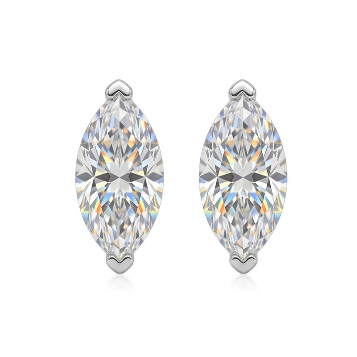 Marquise Cut Diamond Stud Earrings Minimalist Solitaire Earrings for Women