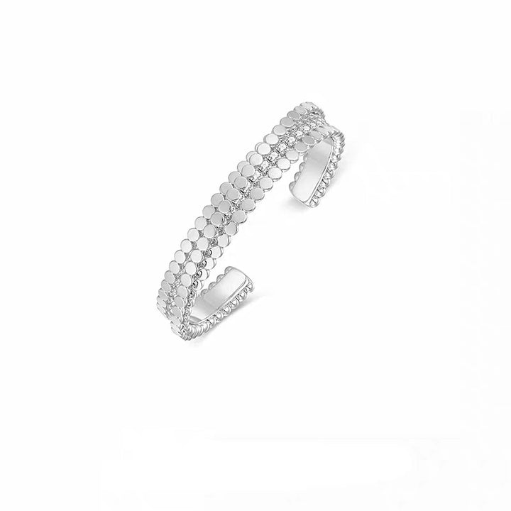 Minimalist Beaded Open Bangle Bracelet Rhinestone Luxury Chain Cuff Fashion Jewelry