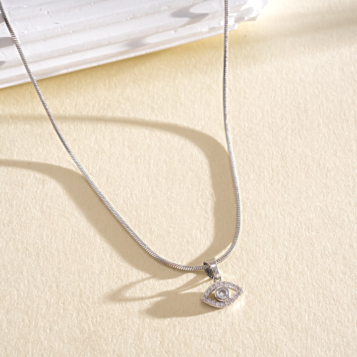 Layered Evil Eye Necklace for Women, Dainty Paved Diamond Clavicle Chain, Stainless Steel Non-fading Protection Pendant