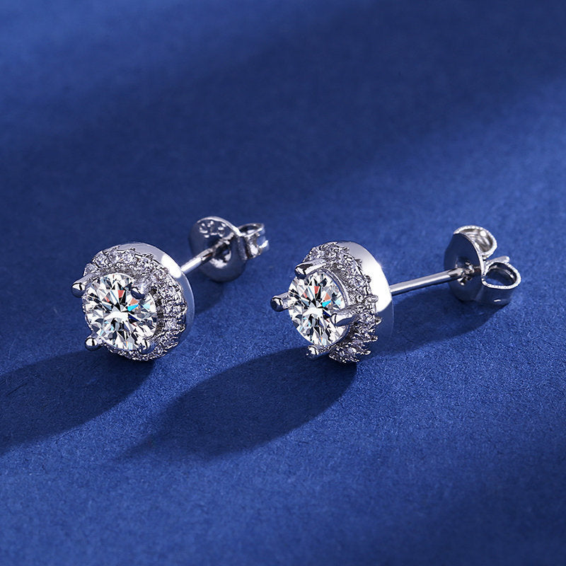 Classic round diamond micro-paved sparkling earrings