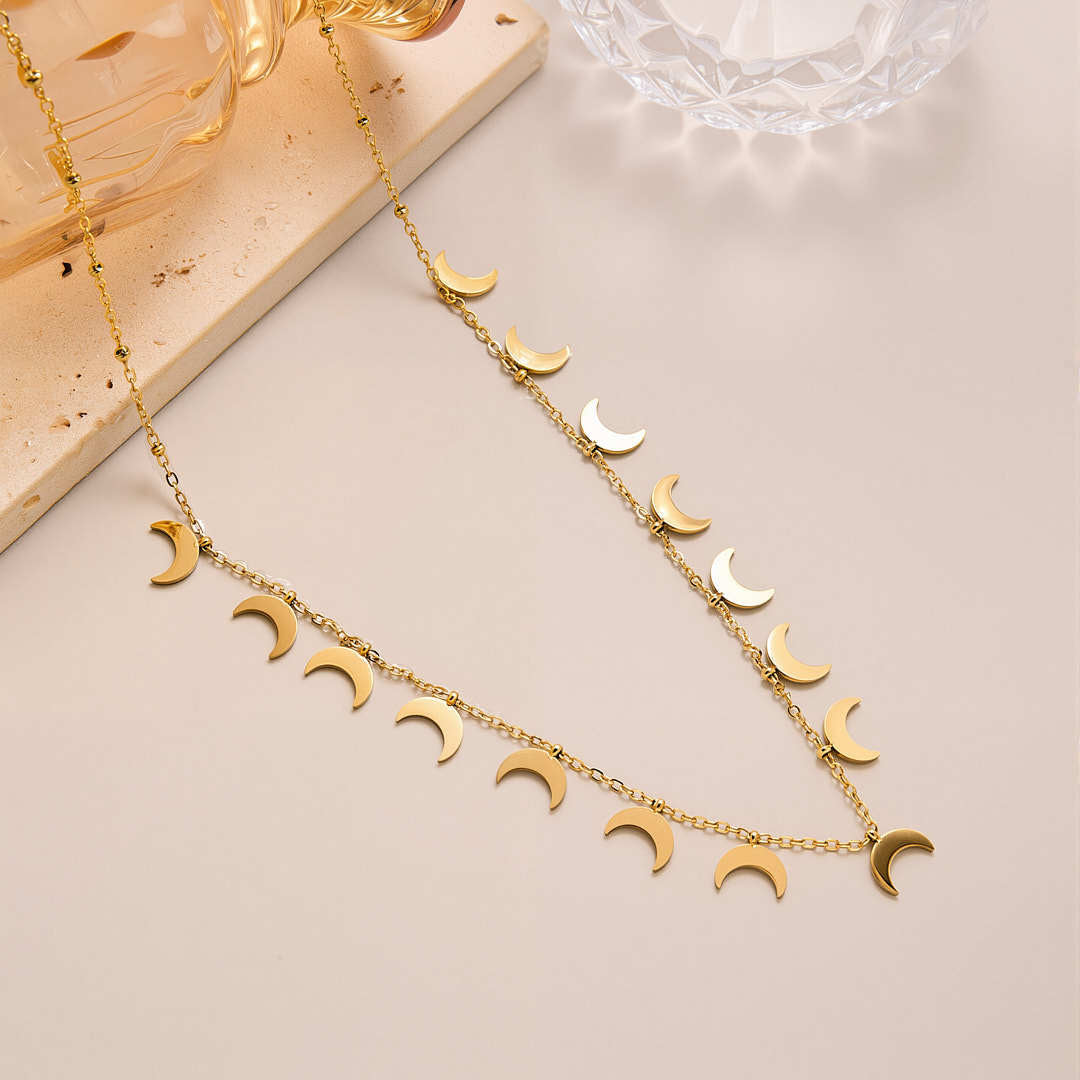 Titanium Steel Star/Moon/Heart Choker Necklace Minimalist Gold Dainty Charm Necklace for Women