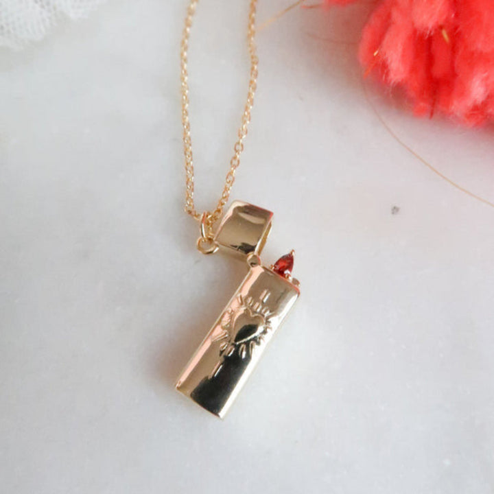 Lighter Shaped Pendant Necklace Sacred Heart Lighter Jewelry for Women