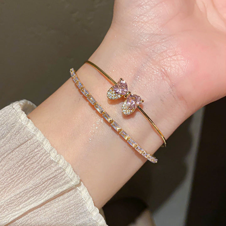 Butterfly Crystal Open Bangle Bracelet