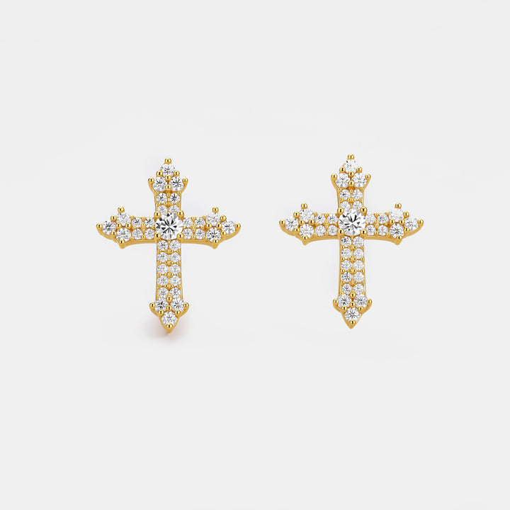 Diamond Cross Stud Earrings