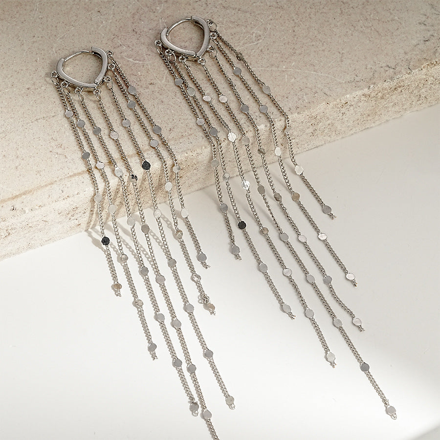 Minimalist Long Tassel Earrings for Women, Elegant Multi-Layer Chain Drop Earrings