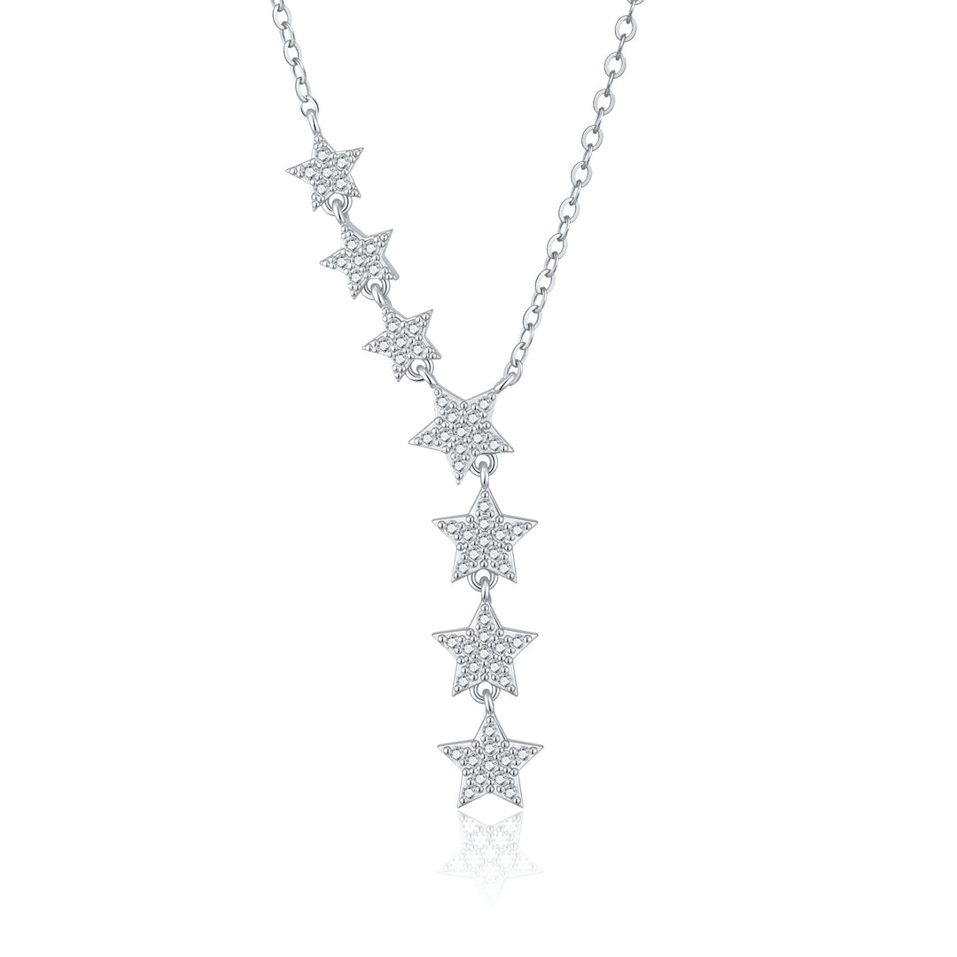 Diamond Star Lariat Y-Necklace 925 Sterling Silver Celestial Jewelry
