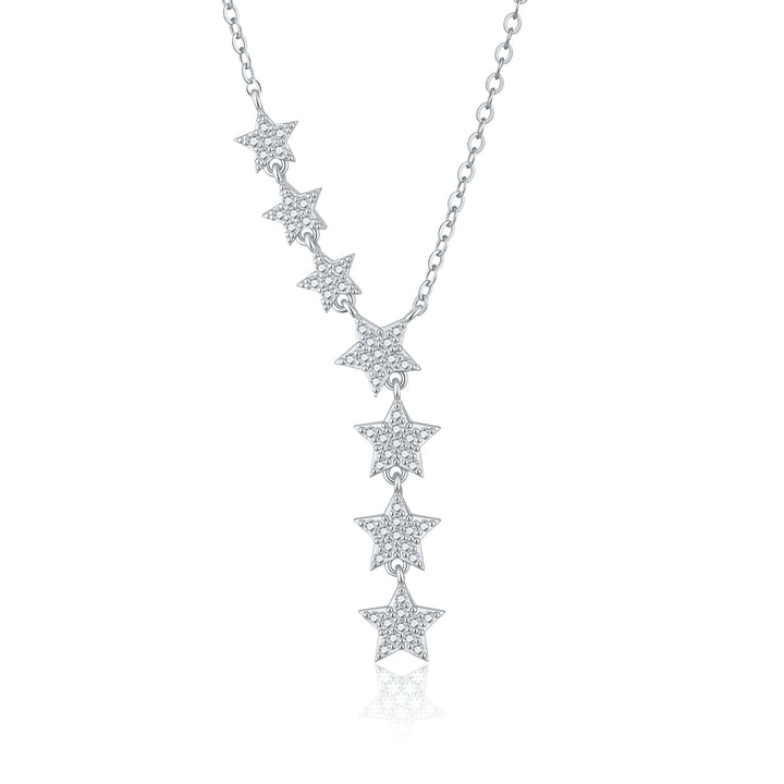 Diamond Star Lariat Y-Necklace 925 Sterling Silver Celestial Jewelry