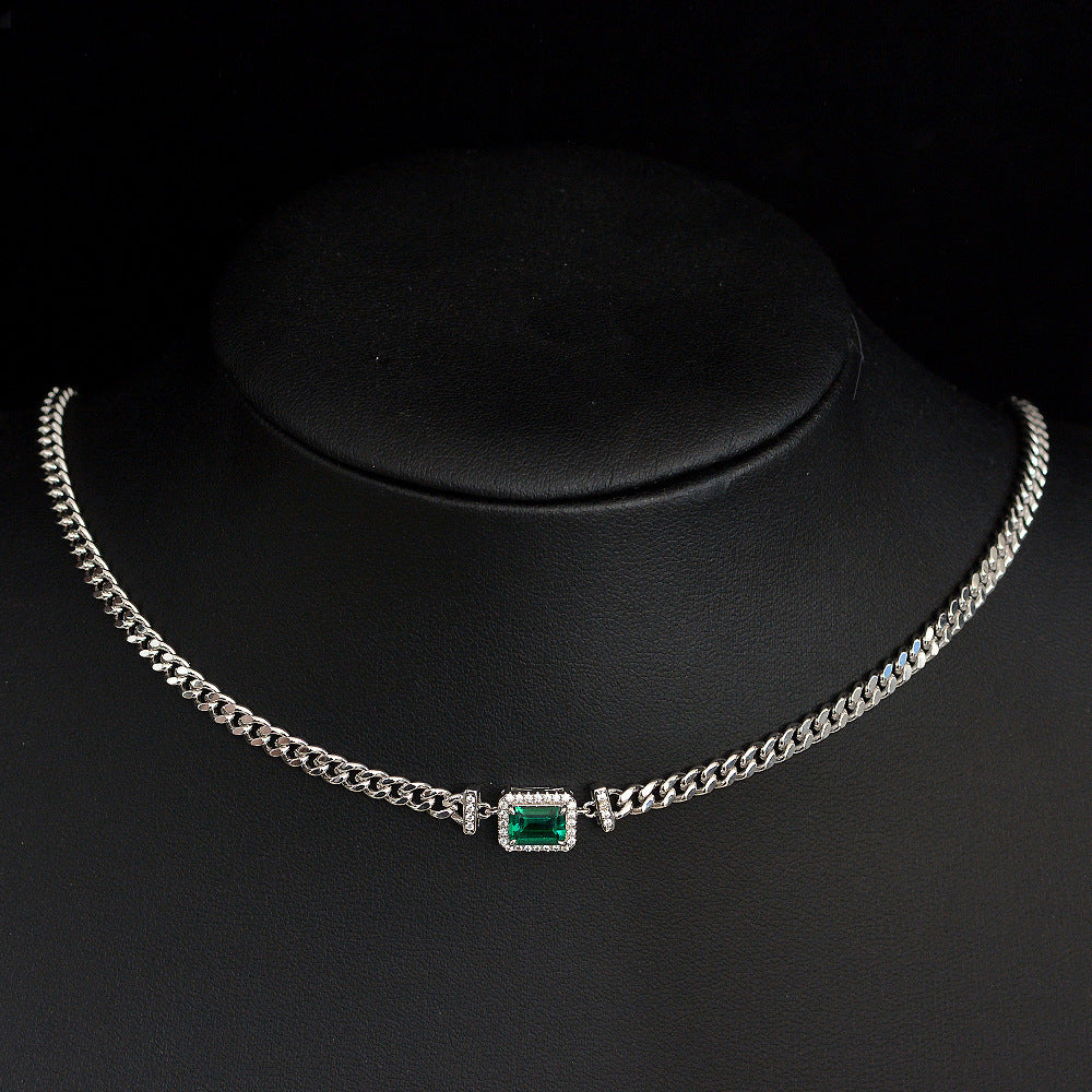 Emerald-Cut Halo Cuban Link Choker (Luxury Bold Statement Style)
