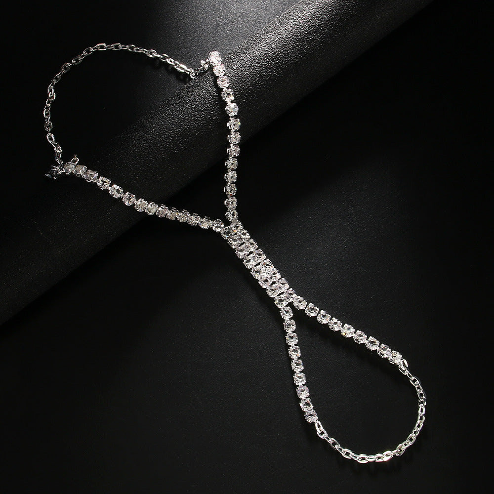 Linked Finger Ring Jewelry Diamond Hand Chain Bracelet