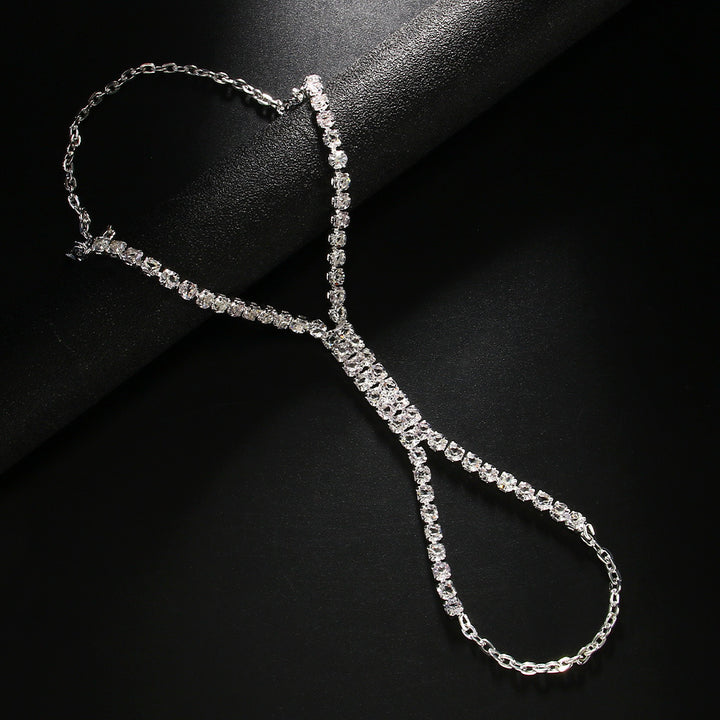 Linked Finger Ring Jewelry Diamond Hand Chain Bracelet