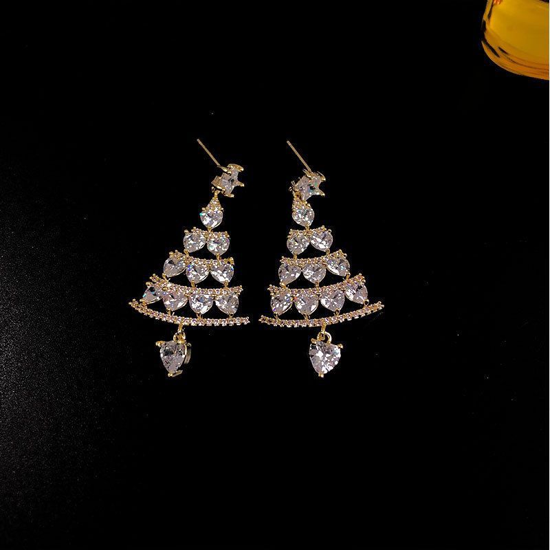 Starlight Christmas Tree Diamond Earrings