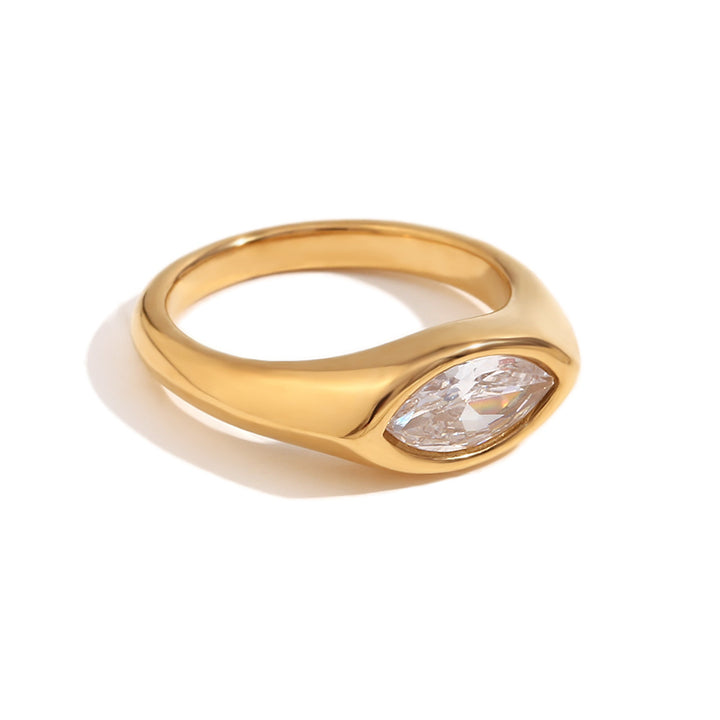 Vintage Minimal Gold Marquise Gemstone Ring Set
