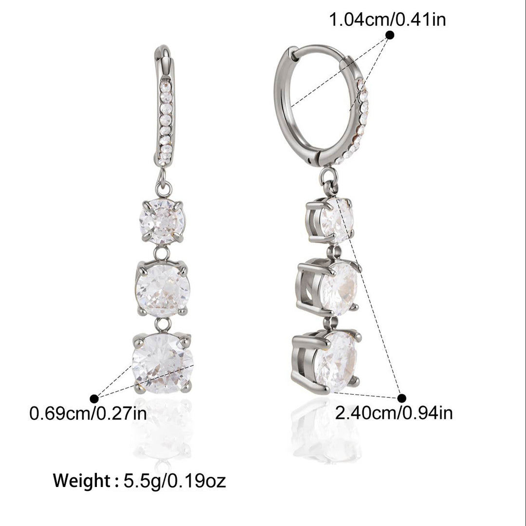 Triple Drop Diamond Hoop Earrings
