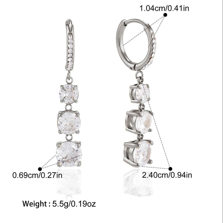 Triple Drop Diamond Hoop Earrings