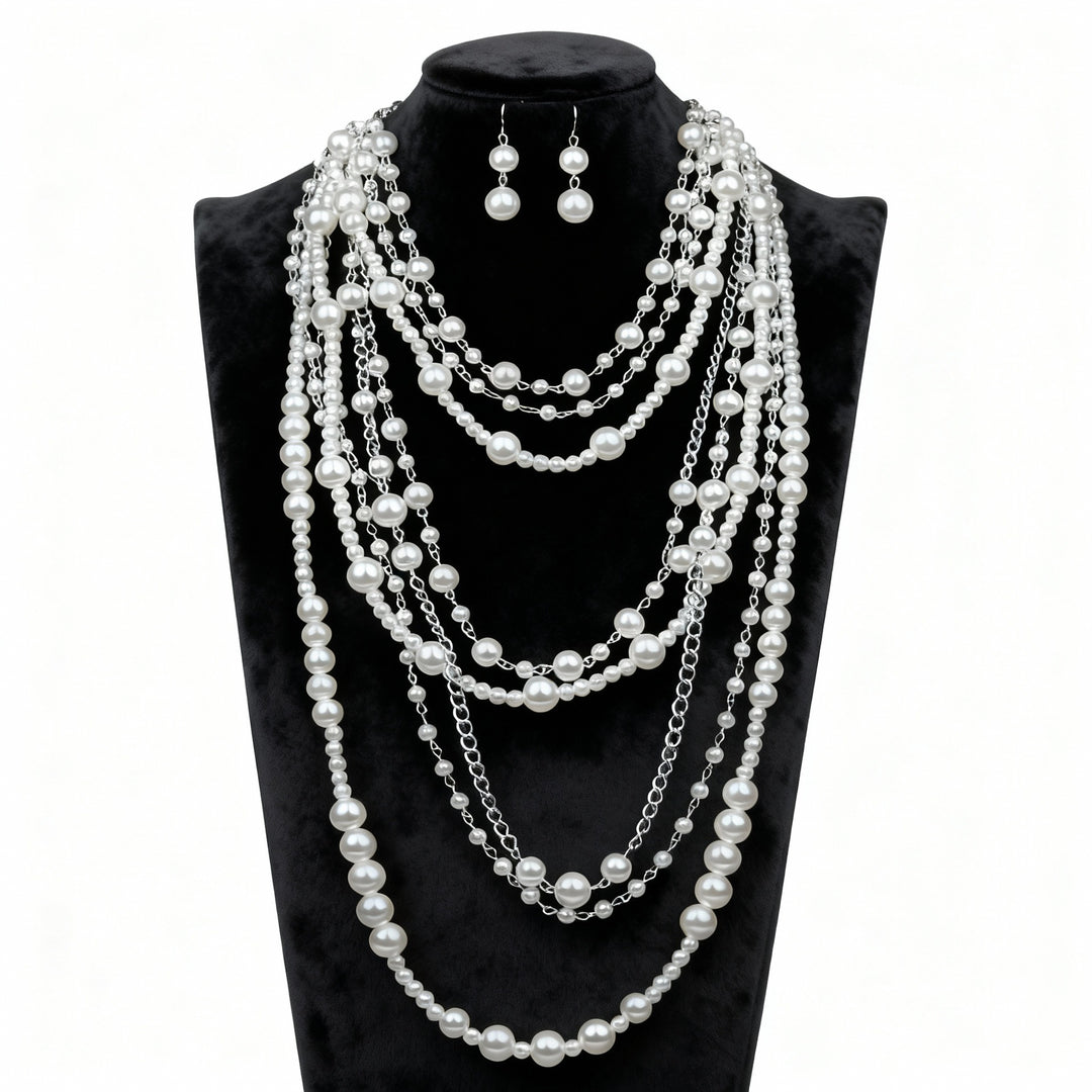 Minimalist Multi-Layer Pearl Necklace Set S925 Silver