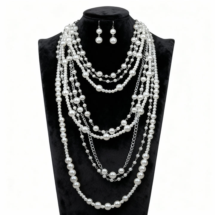 Minimalist Multi-Layer Pearl Necklace Set S925 Silver