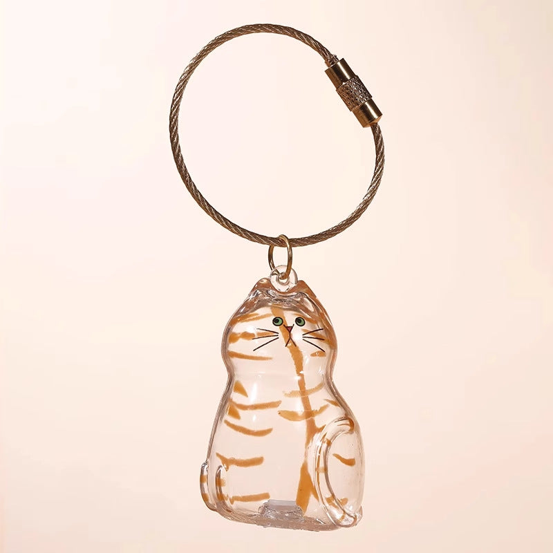 Cute Transparent Cat Keychain Cartoon Kitty Bag Charm Pendant