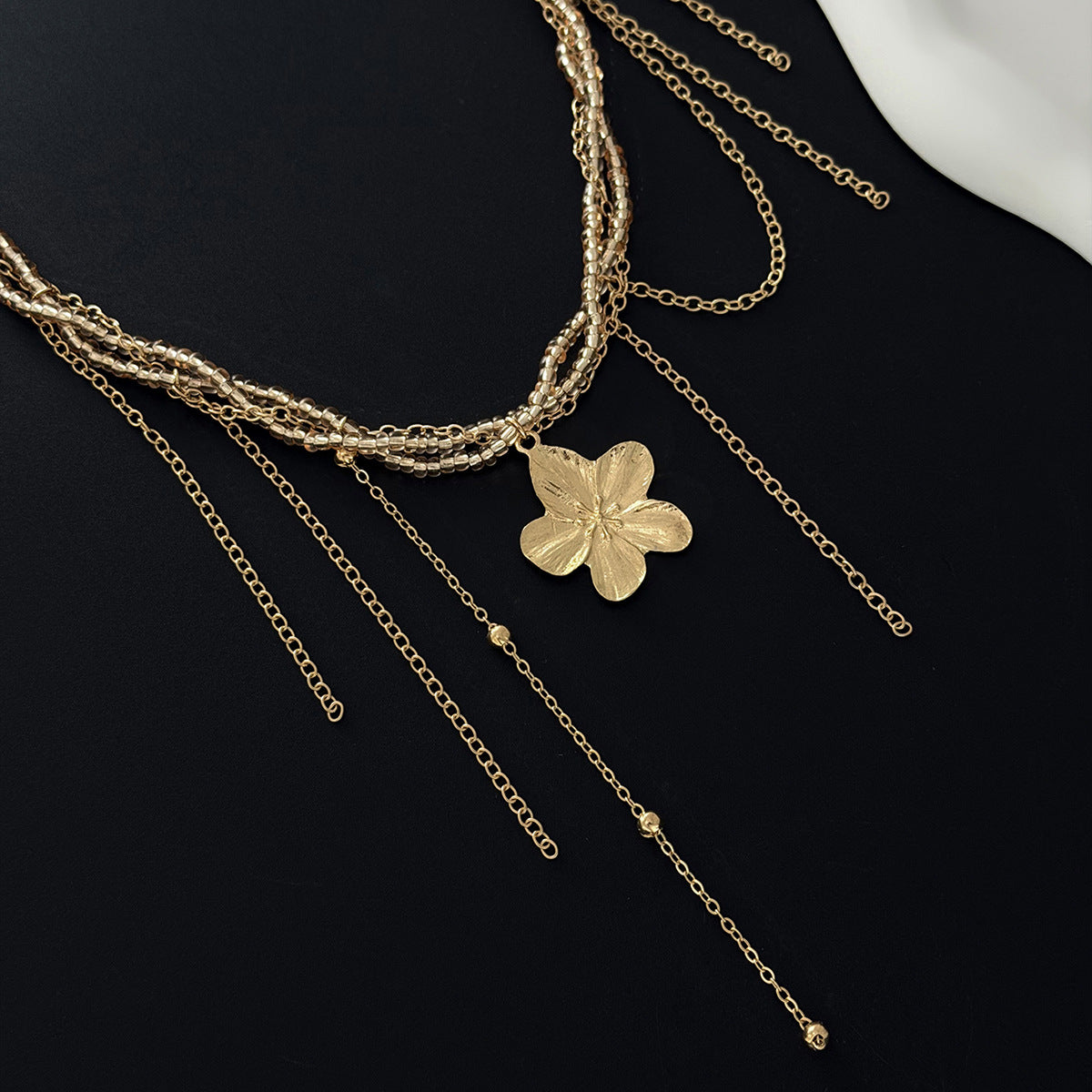 French Luxury Multi-Layer Tassel Flower Necklace