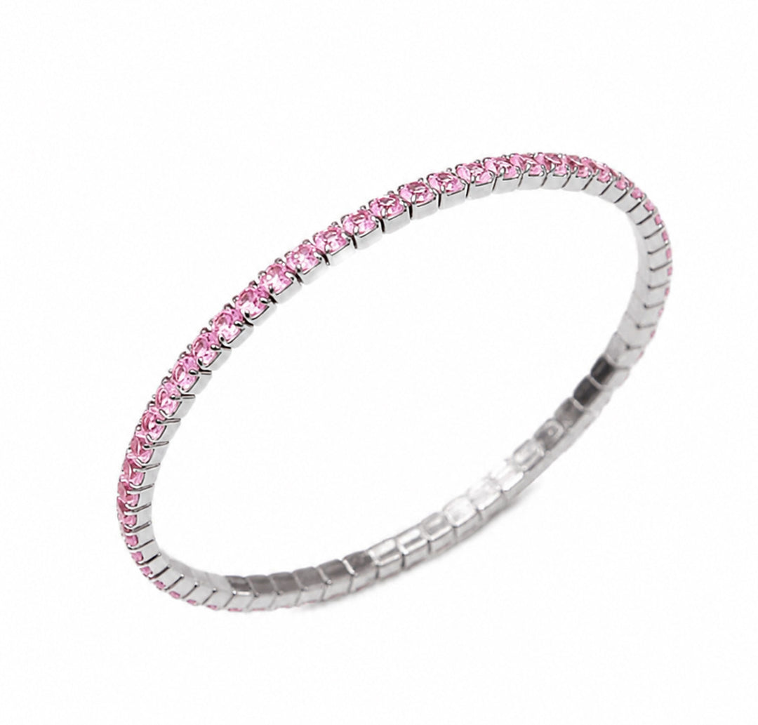 Sterling Silver Flexible Full Pave Diamond Stretch Bracelet