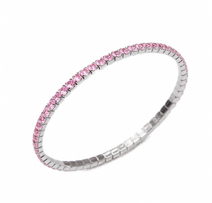 Sterling Silver Flexible Full Pave Diamond Stretch Bracelet