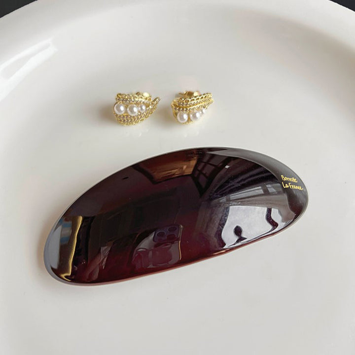 Oval Acetate Hair Clip French Style Glossy Hair Barrette