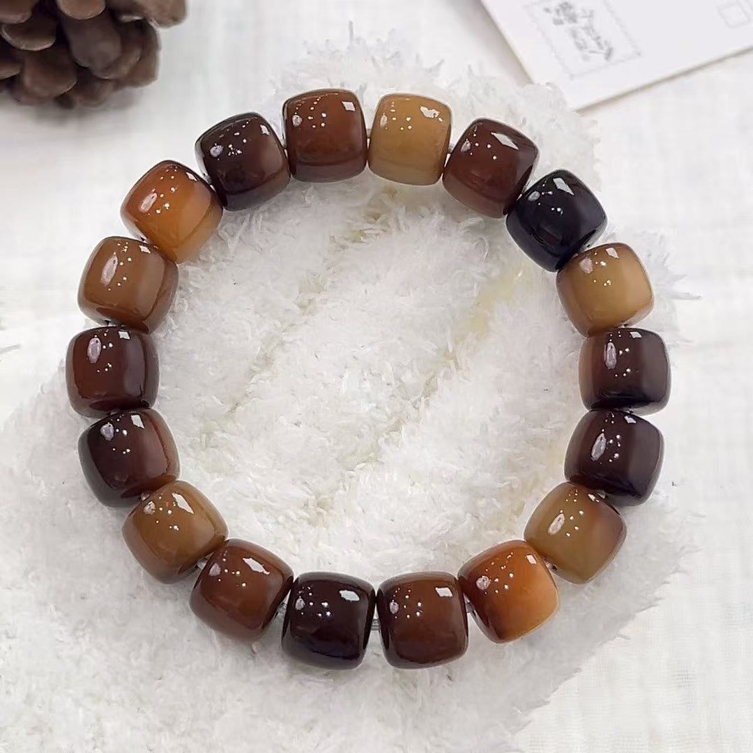 Gradient Square Bead Bodhi Root Bracelet