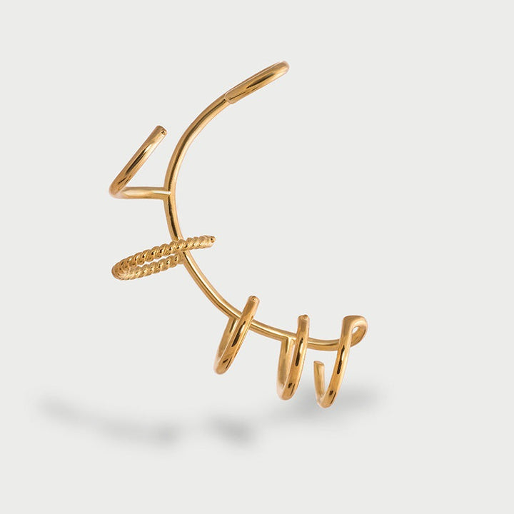 Multi-Piercing Ear Cuff & Hoop Set S925 Sterling Silver Diamond Charm Earrings
