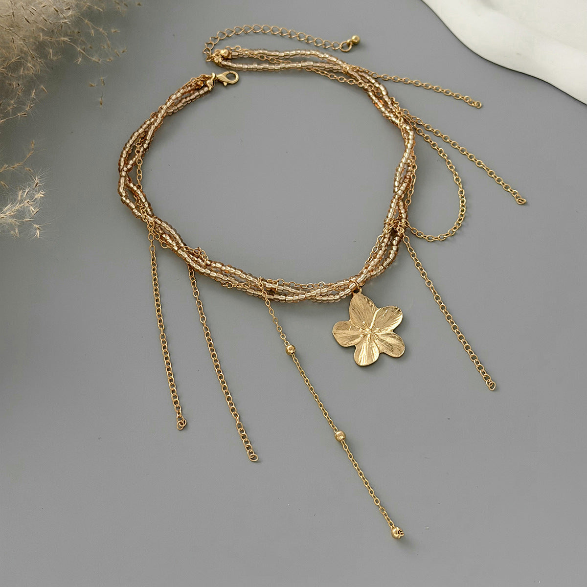 French Luxury Multi-Layer Tassel Flower Necklace