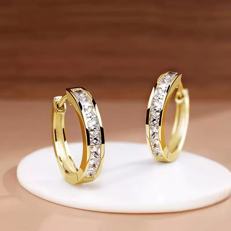 Square Cut Channel Hoop Earrings