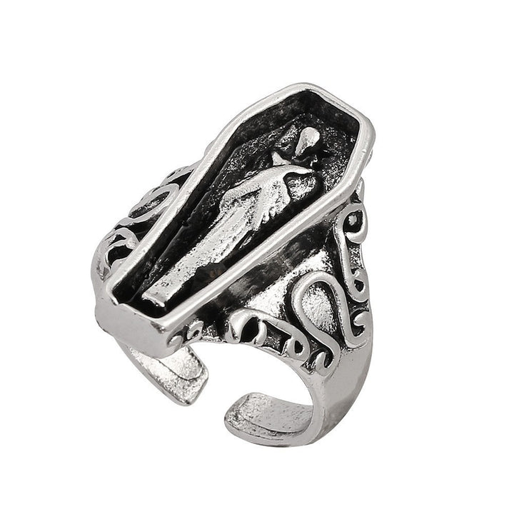 Punk Gothic Men's Sterling Silver Rings | Edgy Hip Hop Adjustable Statement Jewelry
