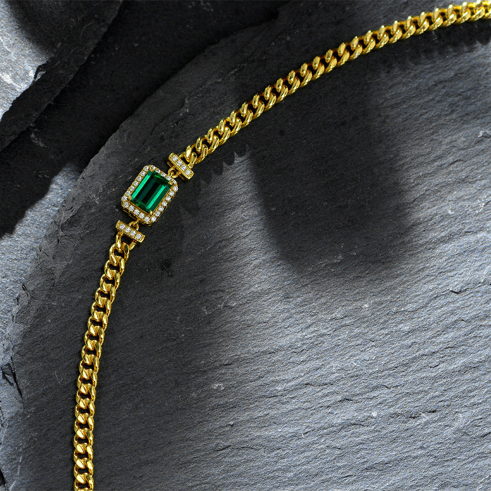 Emerald-Cut Halo Cuban Link Choker (Luxury Bold Statement Style)