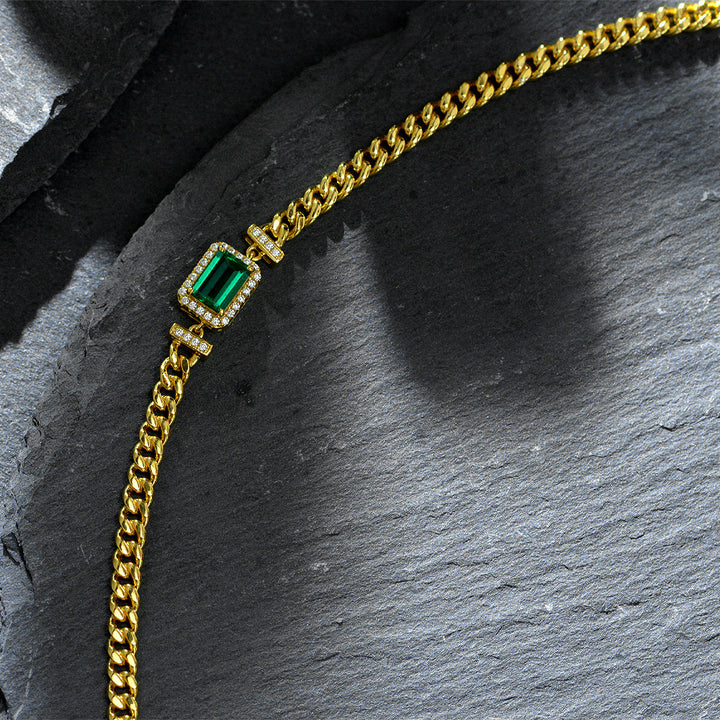Emerald-Cut Halo Cuban Link Choker (Luxury Bold Statement Style)