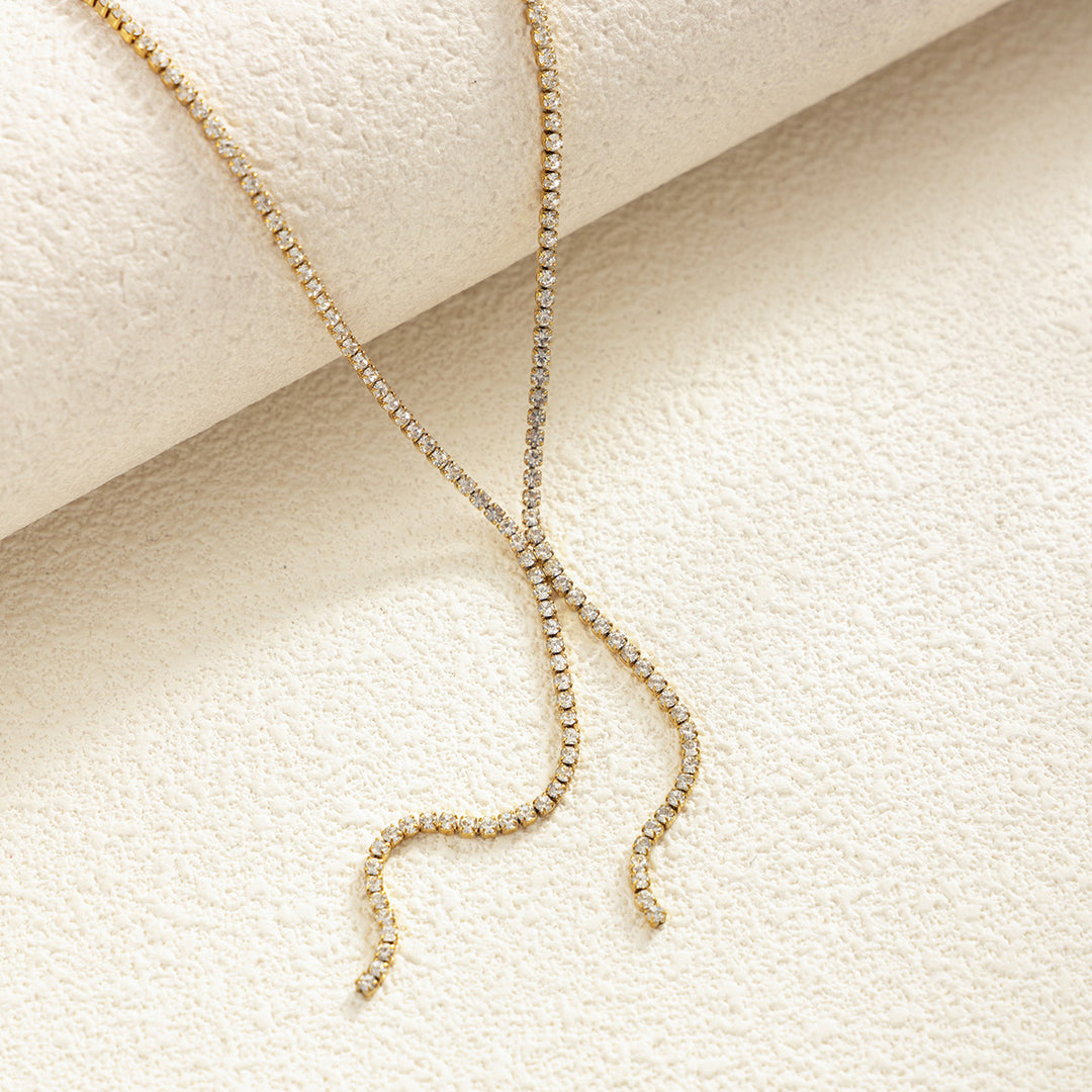 Sparkling Rhinestone Y-Shaped Layered Necklace