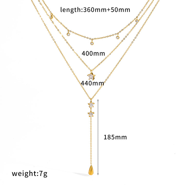 Diamond Layered Y Necklace Heart Star LOVE Jewelry