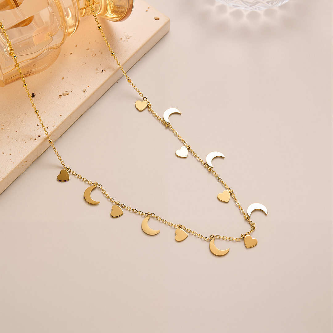 Titanium Steel Star/Moon/Heart Choker Necklace Minimalist Gold Dainty Charm Necklace for Women